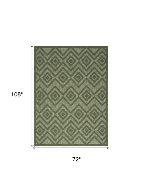 6' X 9' Dark Green And Light Green Geometric Indoor Outdoor Area Rug