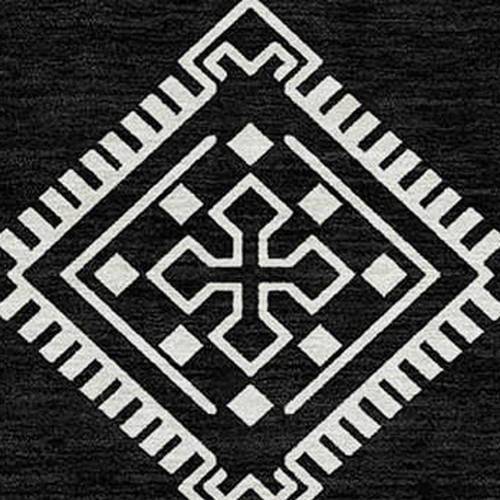 5' X 8' Black And Ivory Southwestern Washable Indoor Outdoor Area Rug
