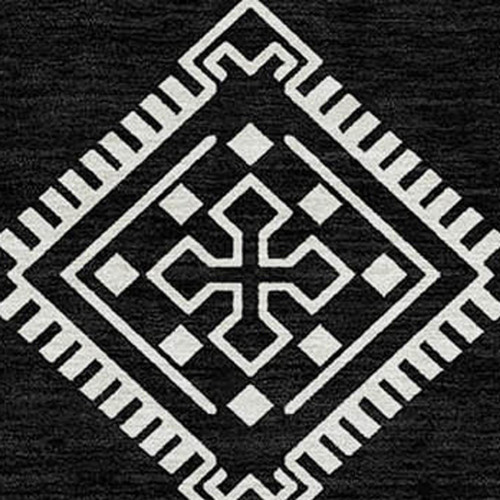 5' X 8' Black And Ivory Southwestern Washable Indoor Outdoor Area Rug