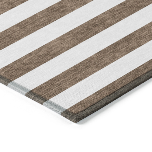 8' Runner Chocolate Striped Washable Non Skid Indoor Outdoor Runner Rug