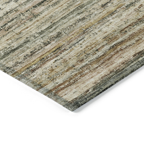 5' X 8' Beige Striped Washable Indoor Outdoor Area Rug
