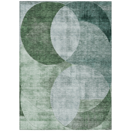 3' X 5' Mint Green And Fern Green Geometric Washable Indoor Outdoor Area Rug