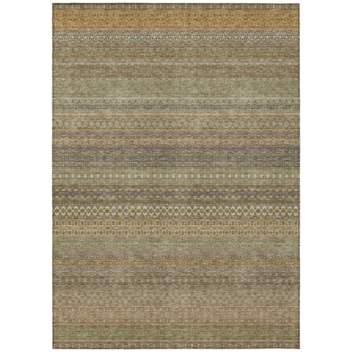 5' X 8' Khaki Striped Washable Non Skid Indoor Outdoor Area Rug