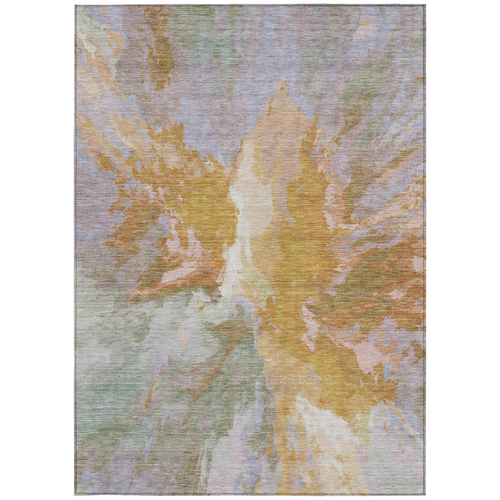 5' X 8' Rust And Lavender Abstract Washable Indoor Outdoor Area Rug