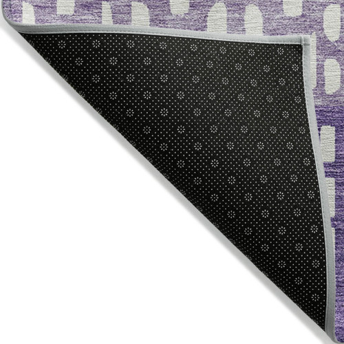 5' X 8' Purple Lavender And Ivory Geometric Washable Indoor Outdoor Area Rug
