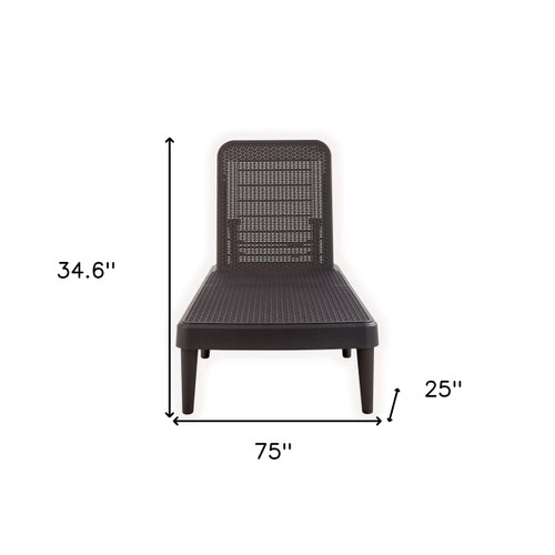 75" Brown Heavy Duty Plastic Outdoor Stacking Chaise Lounge