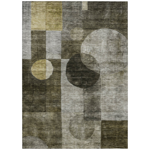 3' X 5' Taupe Gray And Charcoal Geometric Washable Indoor Outdoor Area Rug