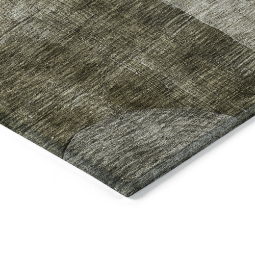 3' X 5' Taupe Gray And Charcoal Geometric Washable Indoor Outdoor Area Rug