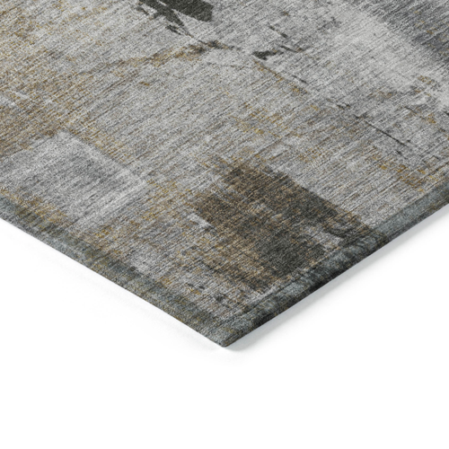 5' X 8' Gray Ivory And Brown Abstract Washable Indoor Outdoor Area Rug