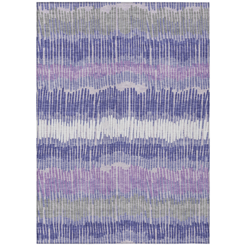 3' X 5' Purple And Gray Striped Washable Indoor Outdoor Area Rug