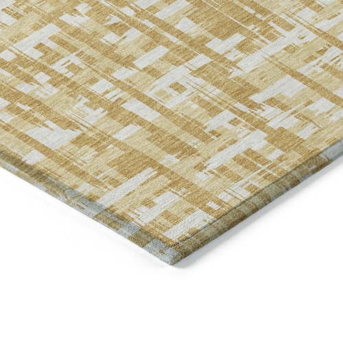 5' X 8' Gold Brown And Beige Abstract Washable Indoor Outdoor Area Rug