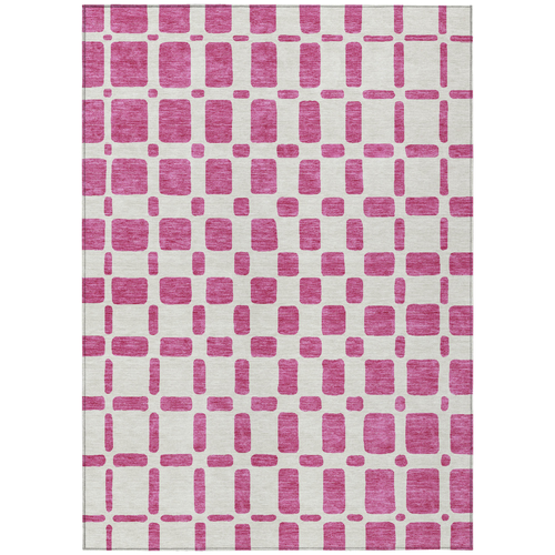 5' X 8' Blush And Ivory Geometric Washable Indoor Outdoor Area Rug