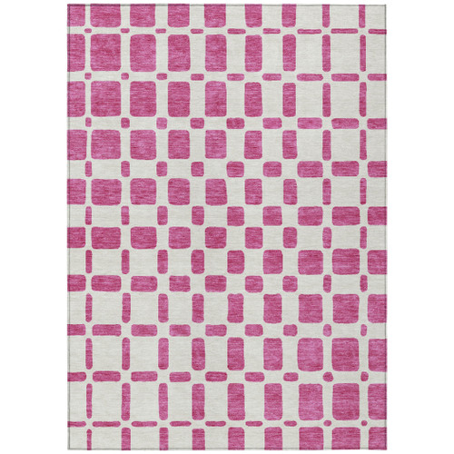 5' X 8' Blush And Ivory Geometric Washable Indoor Outdoor Area Rug