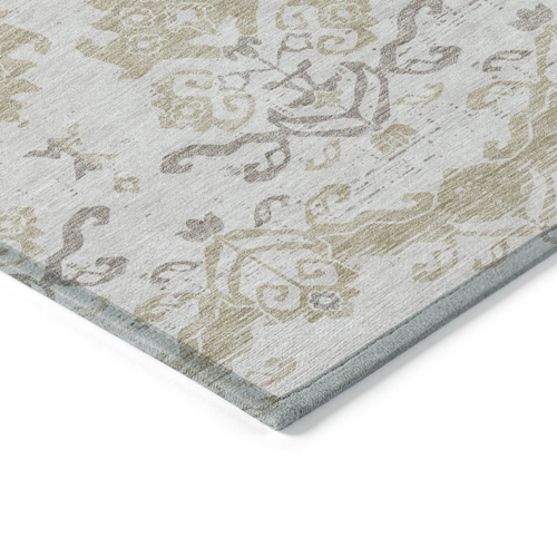 3' X 5' Ivory Beige And Taupe Oriental Washable Indoor Outdoor Area Rug