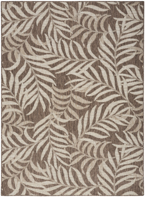 4' X 6' Brown And Ivory Palm Leaf Indoor Outdoor Area Rug