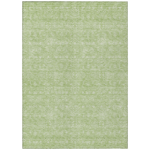 3' X 5' Artichoke Green Mint Green And Ivory Floral Washable Indoor Outdoor Area Rug
