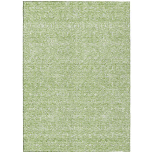 3' X 5' Artichoke Green Mint Green And Ivory Floral Washable Indoor Outdoor Area Rug