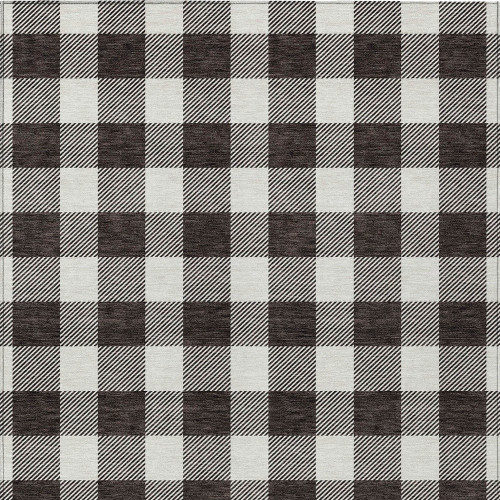 3' X 5' Black And Gray Plaid Washable Indoor Outdoor Area Rug