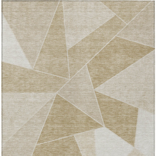 5' X 8' Beige Tan And Ivory Geometric Washable Indoor Outdoor Area Rug
