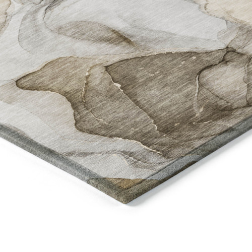 8' Runner Brown Abstract Washable Non Skid Indoor Outdoor Runner Rug