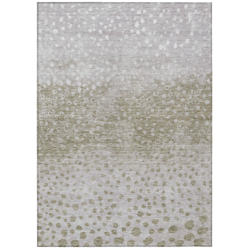 3' X 5' Taupe Green And Ivory Abstract Washable Indoor Outdoor Area Rug