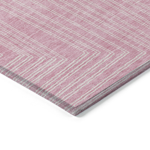 5' X 8' Pink And Ivory Geometric Washable Indoor Outdoor Area Rug