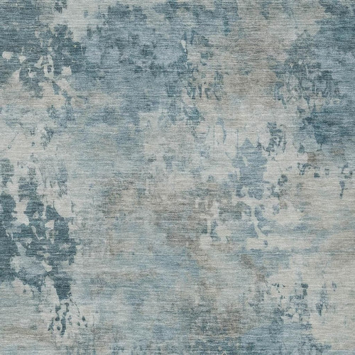 5' X 8' Teal Blue And Beige Abstract Washable Indoor Outdoor Area Rug