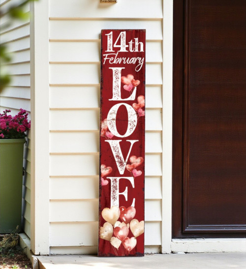 48" Red And White Solid Wood Love Valentine's Day Porch Sign