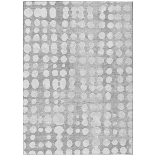 3' X 5' Gray And Ivory Abstract Washable Indoor Outdoor Area Rug