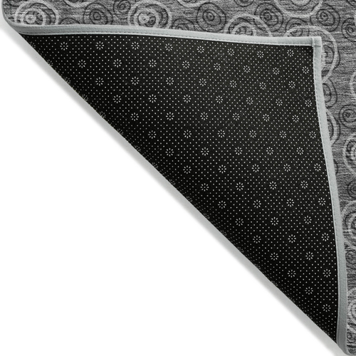 3' X 5' Gray Charcoal And Silver Geometric Washable Indoor Outdoor Area Rug