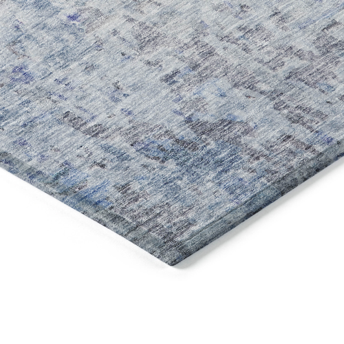 5' X 8' Sky Blue Charcoal And Ivory Abstract Washable Indoor Outdoor Area Rug
