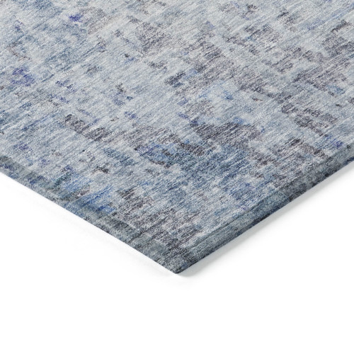 5' X 8' Sky Blue Charcoal And Ivory Abstract Washable Indoor Outdoor Area Rug