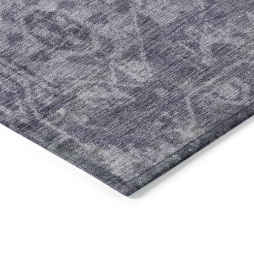 5' X 8' Purple Oriental Washable Indoor Outdoor Area Rug