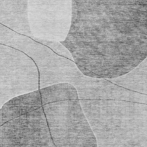 5' X 8' Gray Charcoal And Silver Abstract Washable Indoor Outdoor Area Rug