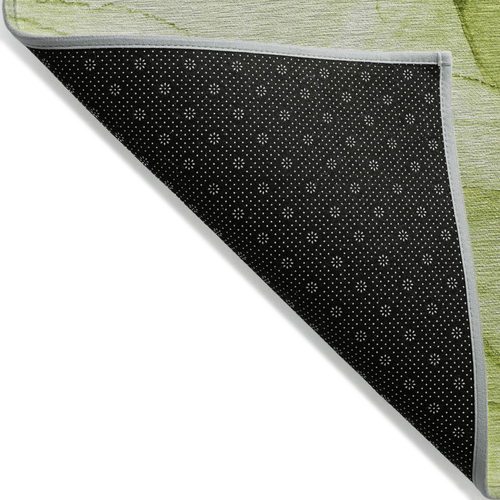8' Runner Green Abstract Washable Non Skid Indoor Outdoor Runner Rug
