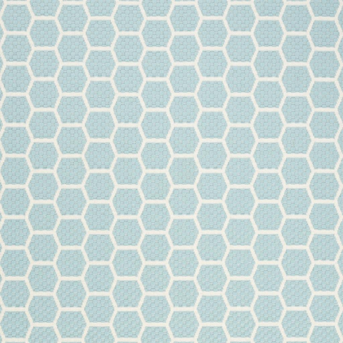 6' X 9' Aqua And Ivory Geometric Indoor Outdoor Area Rug
