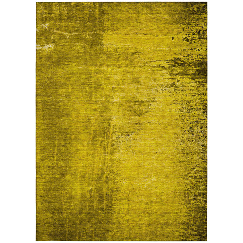 3' X 5' Gold Abstract Washable Non Skid Indoor Outdoor Area Rug