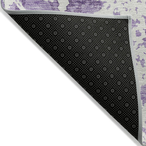 5' X 8' Lilac And Ivory Abstract Washable Indoor Outdoor Area Rug