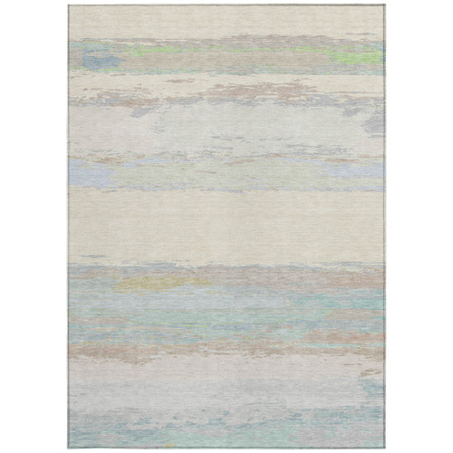 5' X 8' Ivory Abstract Washable Indoor Outdoor Area Rug