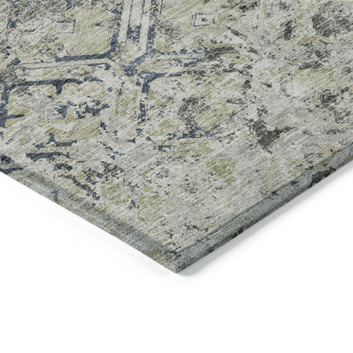 5' X 8' Silver Gray And Charcoal Geometric Washable Indoor Outdoor Area Rug