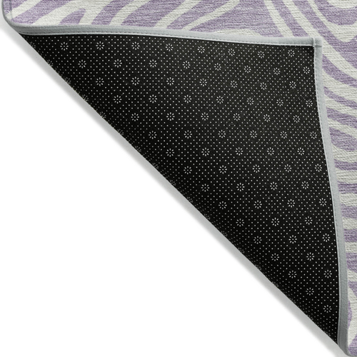 5' X 8' Lavender And Ivory Abstract Washable Indoor Outdoor Area Rug