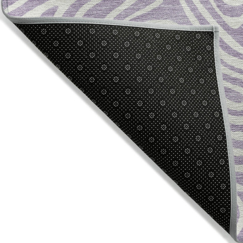 5' X 8' Lavender And Ivory Abstract Washable Indoor Outdoor Area Rug