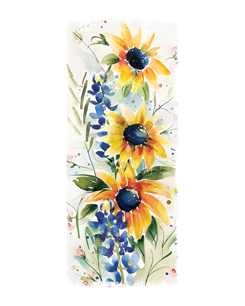36" White Yellow And Blue Sunflowers Solid Wood Porch Sign