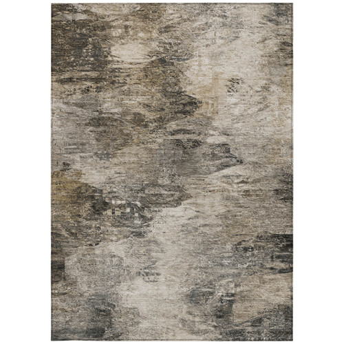 5' X 8' Taupe Beige And Brown Abstract Washable Indoor Outdoor Area Rug