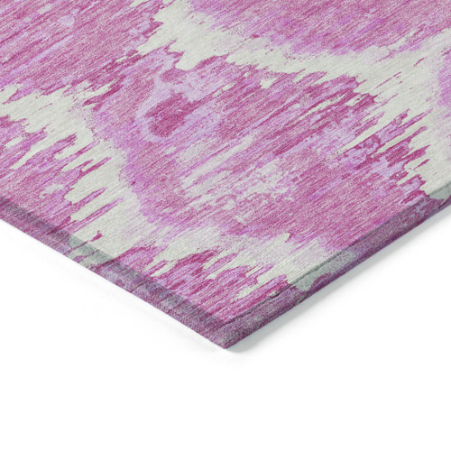 5' X 8' Pink Blush And Mauve Abstract Washable Indoor Outdoor Area Rug
