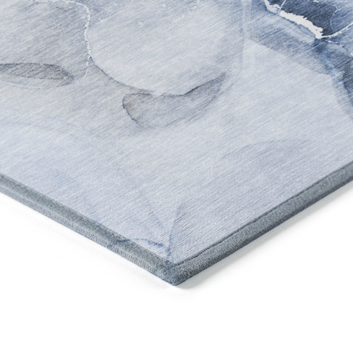 3' X 5' Blue and Gray Abstract Washable Non Skid Indoor Outdoor Area Rug