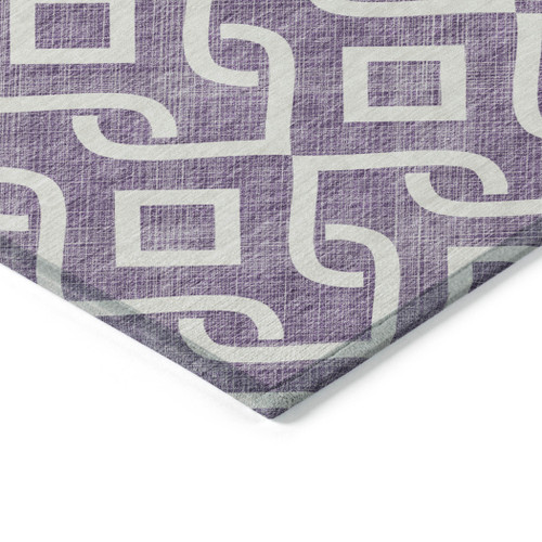 5' X 8' Purple And Ivory Geometric Washable Indoor Outdoor Area Rug