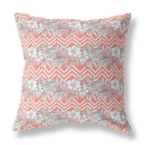 20"x20" Peach Blown Seam Broadcloth Floral Throw Pillow