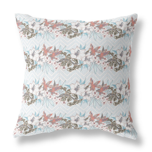 20"x20" Light Blue Blown Seam Broadcloth Floral Throw Pillow