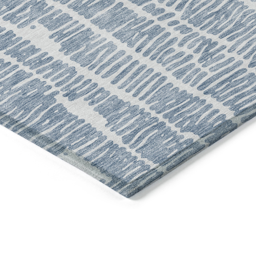 3' X 5' Blue And Ivory Abstract Washable Indoor Outdoor Area Rug